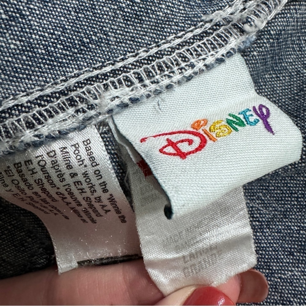 Disney Blue Jean Denim Overalls Pooh Bear Women’s Large Relaxed Fit Loose 90s - Picture 4 of 4